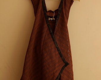 Unisex Cotton Hooded Vest, Tribal Boho Kimono, Shipibo Print Festival Cloak