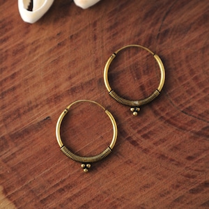 Tribal Brass Hoop Earrings | Indian Jewelry