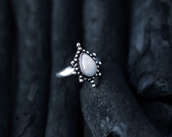 Adjustable Moonstone Brass Ring | Boho Jewelry