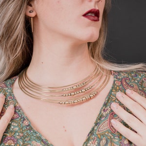 Multi-Row Beaded African Choker| Tribal Women Necklace | Tribal Jewelry | Gold Choker | Brass Choker.