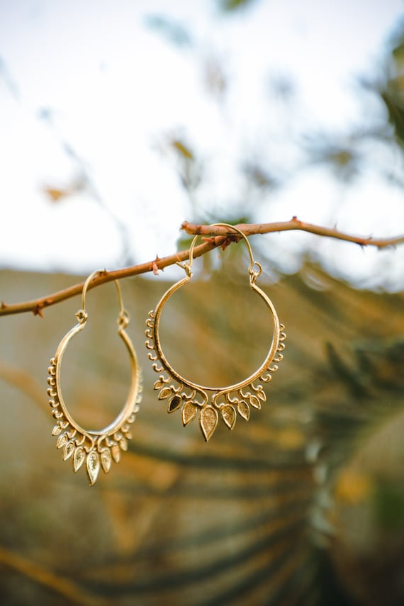 Mandala Hoop Earrings Boho Earrings Mandala Earrings Lotus