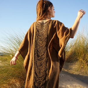 Summer Festival Poncho | Bohemian Poncho | Tribal Poncho | Raw Cotton Cardigan | Ethnic Poncho | Natural Fabric Poncho | Earthy clothes