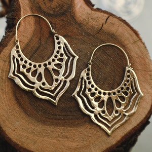 Brass Earrings | Tribal Earrings | Boho Style Earrings | women&#39;s gift | Boho Curls | Boho Earrings