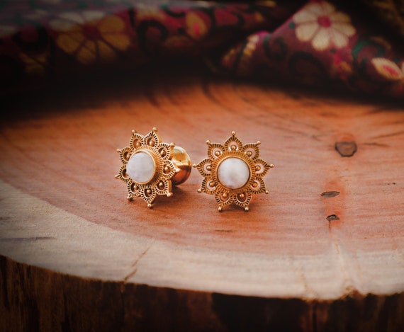 Ear Plugs Moonstone Ear Plug Brass Ear Plugs Stretch Ear Plug