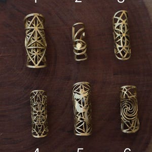 Brass Dreadlock Beads | Tribal Hair Beads | Boho Viking Hair Accessories | Loc Beads for Braids & Dreads | Ethnic Spiral Geometric Designs