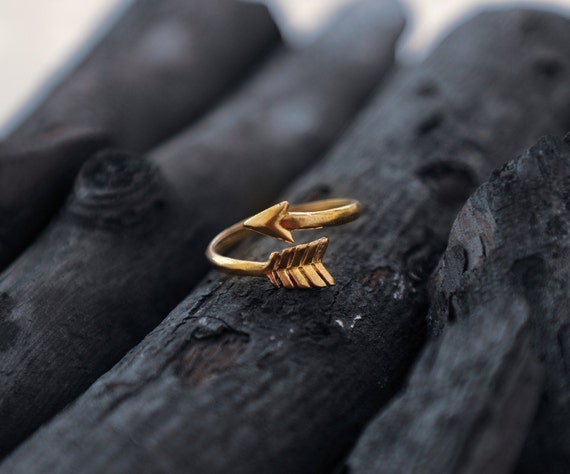 Arrow Ring Adjustable Ring wrap ring thin ring dainty ring gold  ring engraved ring