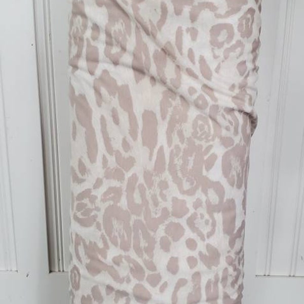 French Terry Knit Fabric neutral leopard print