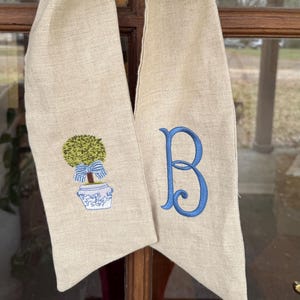 Monogrammed Linen Wreath Sash: Personalized Door Decor