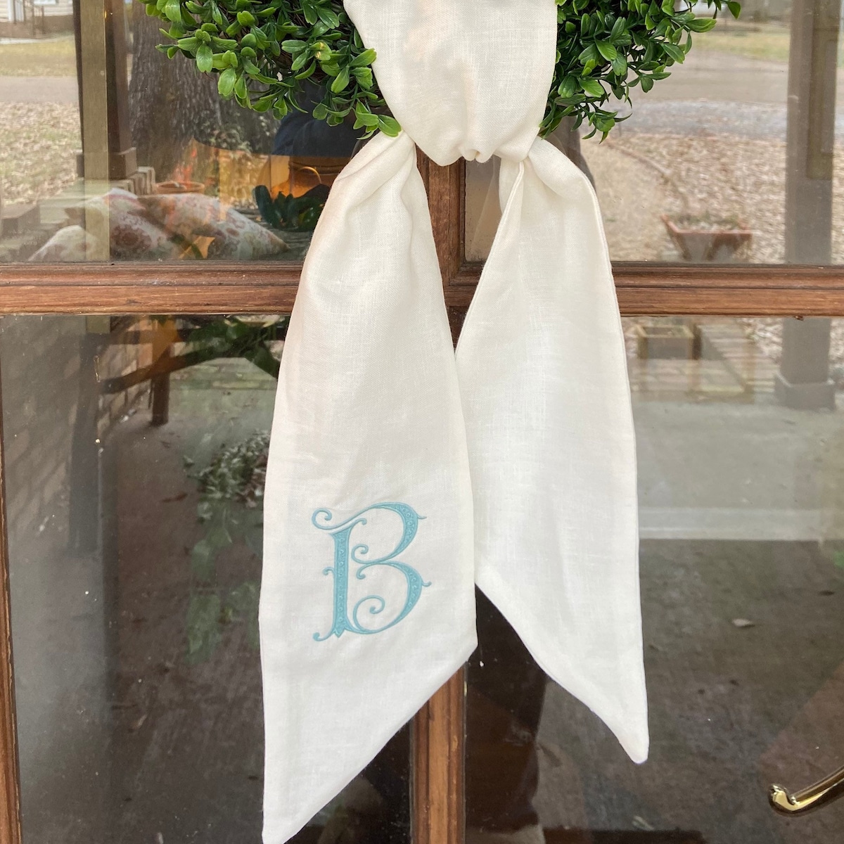 Wreath Sash, Monogrammed Wreath Sash, Personalized Sash for Wreath, Linen Sash for Door, Monogrammed Door Decor, Personlaized Door Sash - Etsy