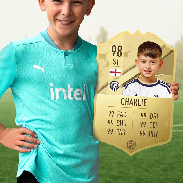 Personalised FIFA Card | Football Gift | GOLD | Ultimate Team FIFA 22 Football Fan Gift Custom Plastic Board For Son Dad Boyfriend Husband