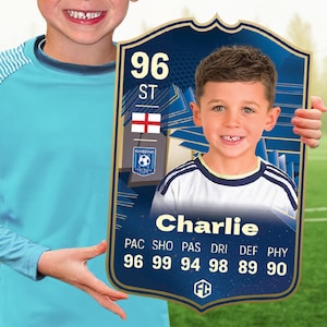Regalo de tarjeta de fútbol personalizada / Azul / Ultimate Team EA FC 24 Tablero personalizado para fanáticos para niños, hijos, papás, novios, niños, dormitorio, cumpleaños