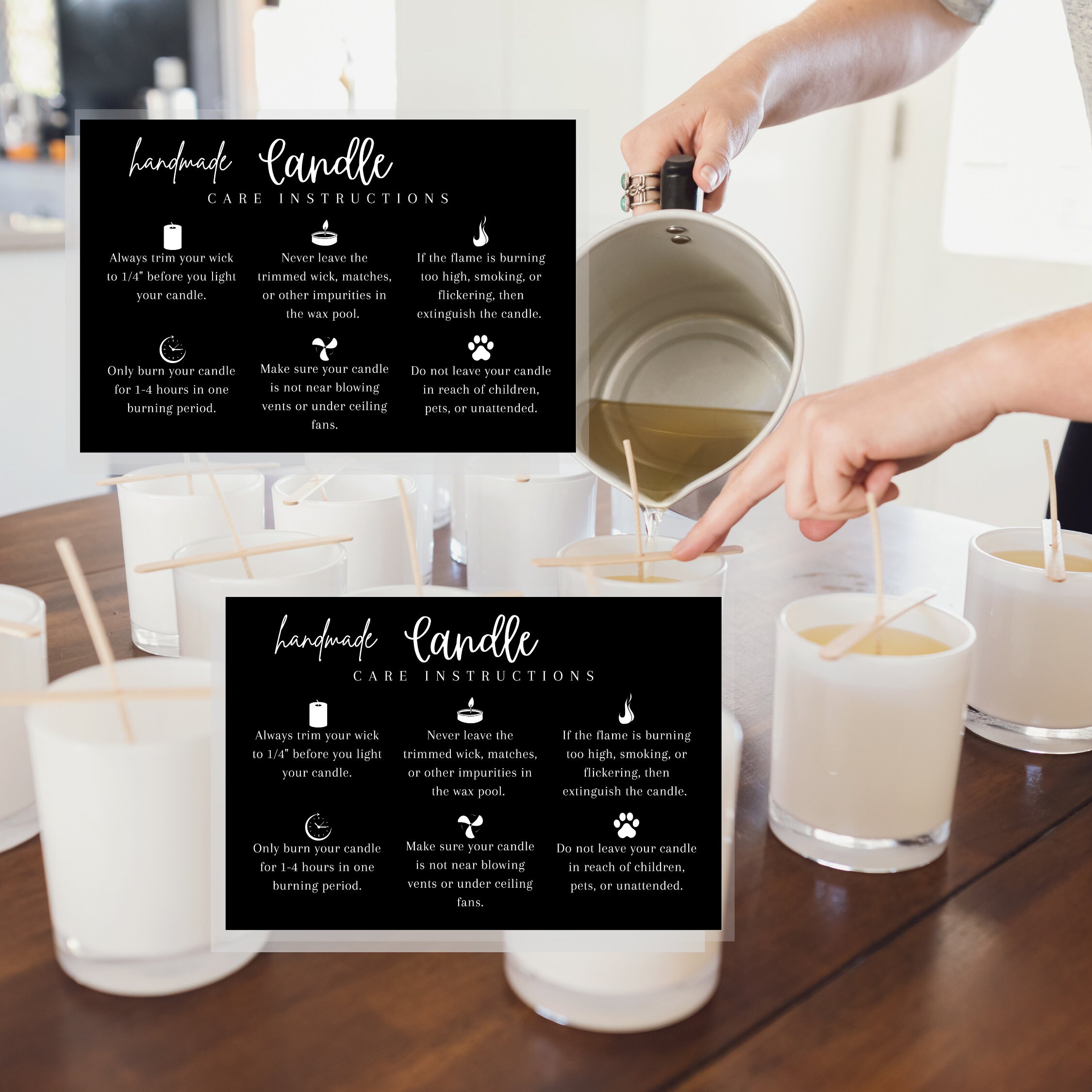 Handmade Candle Care Instruction Cards Physical Printed Etsy