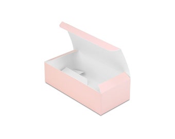 Biscuits With The BOSS 10 Pink Boxes | Size 5.5 in Long x 2.75 in Deep x 1.75 in High | Collapsable Blush Pink Candy Box | 1/2 lb Capacity