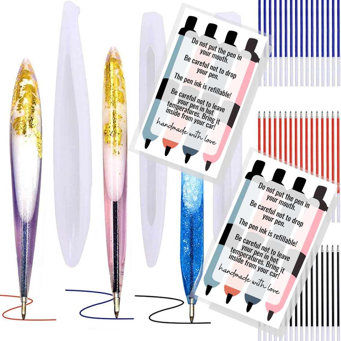 Handmade Epoxy Resin Pen Care Instructions Card Printed Etsy