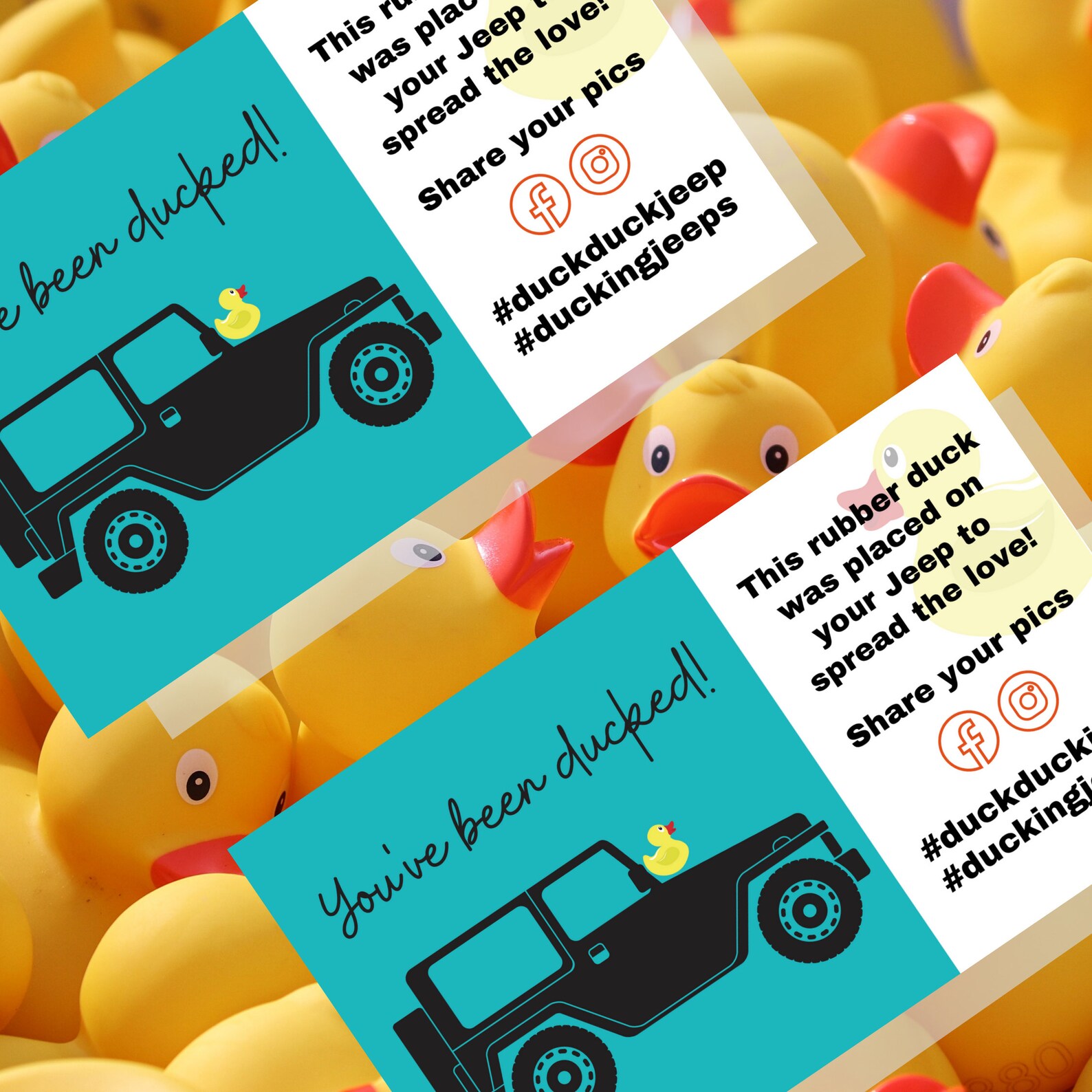 Ducked Jeep Card Printed Physical Card 2 x 3.5 inches Etsy