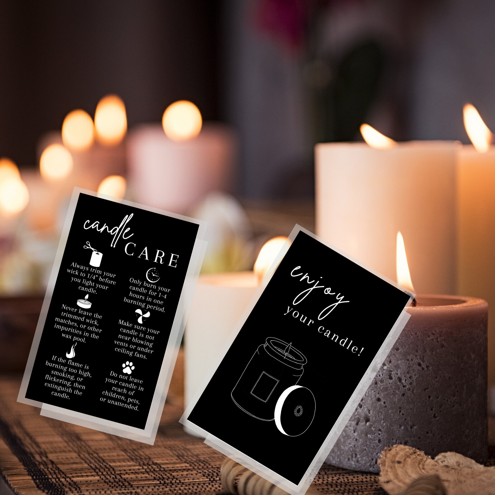 Handmade Candle Care Instruction Cards Physical Printed Etsy