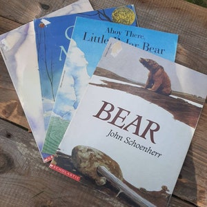Set of 4 scholastic books first printings/ children&#39;s books/ Bear & Owl Moon by John Schoenherr/ Hopper by Marcus Pfiser/ 1980s-1990s