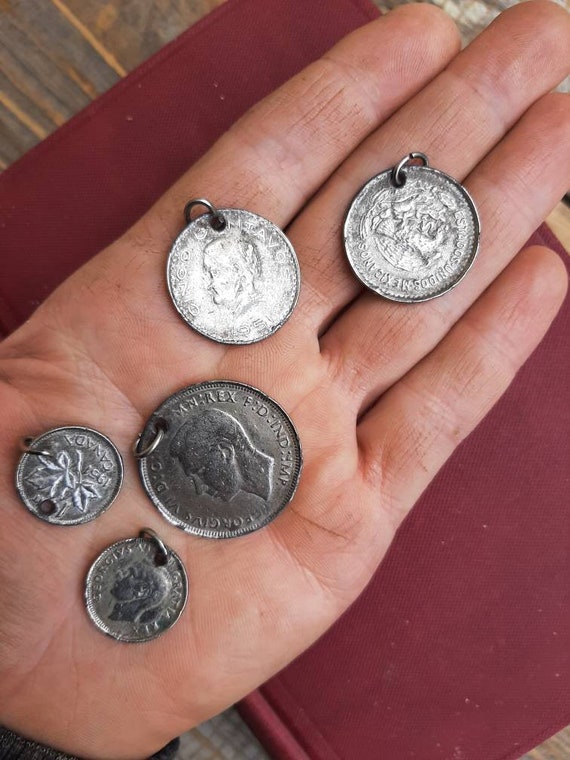 Set/LOT of 5 vintage coin pendants-(1) 1938 Great… - image 2