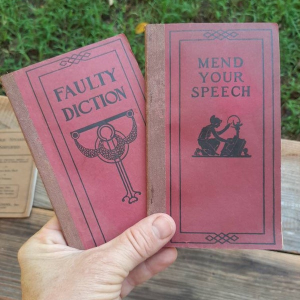 2 little booklets- Faulty Diction &  Mend your Speech- by Frank H. Vizetelly, Litt. D., LL.D. 1920 - Funk and Wagnalls Co. 100 YEAR OLD book