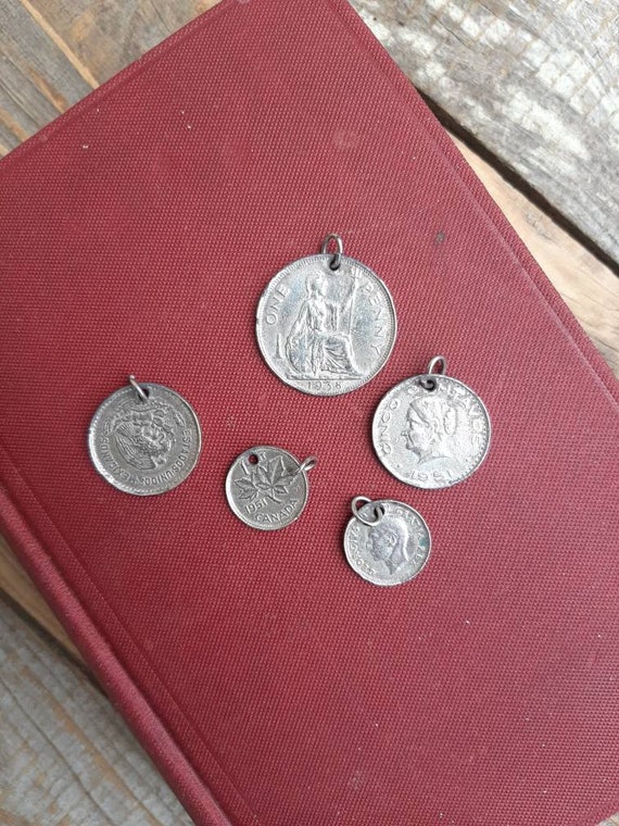 Set/LOT of 5 vintage coin pendants-(1) 1938 Great… - image 1