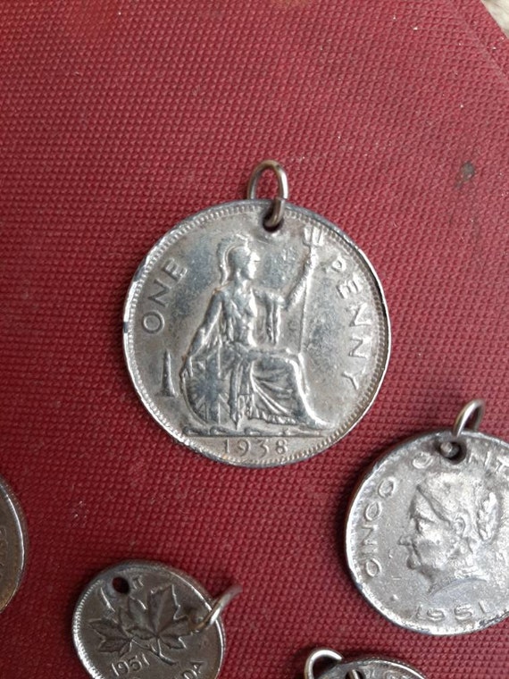 Set/LOT of 5 vintage coin pendants-(1) 1938 Great… - image 5