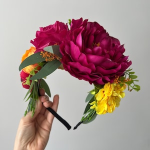 Mexican Flower Crown,Frida flower headband Day of the Dead Headpiece,Day of the Dead, Flower Crown, Headband, Floral Crown