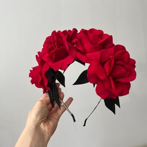Red Flower Crown,Frida flower headband Day of the Dead Headpiece,Day of the Dead, Flower Crown, Headband, Floral Crown