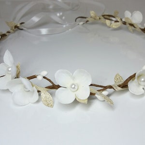 Flower girl crown Floral headband for first communion, White flower crown, Wedding flower crown First communion First holy communion
