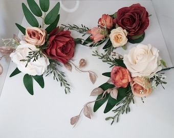 Topper de pastel floral de marfil óxido, decoración de pastel de boda, flores de pastel de rosa, arreglo de pastel floral de boda