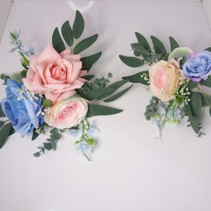 Pink cake topper,Wedding cake topper, Wedding Cake Decoration,Rose cake flowers, Eucalyptus wedding cake arrangement