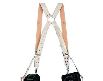 Two dual camera harness. Kit leather camera straps