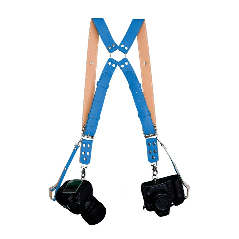 Two dual camera harness. Kit leather camera straps image 2