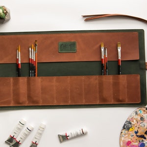 Leather Paint Brush Case for Artist, Leather Roll for Pencils, Oil Brush  Case, Brush Roll, Artist Roll, Personalized Artist Gift, 