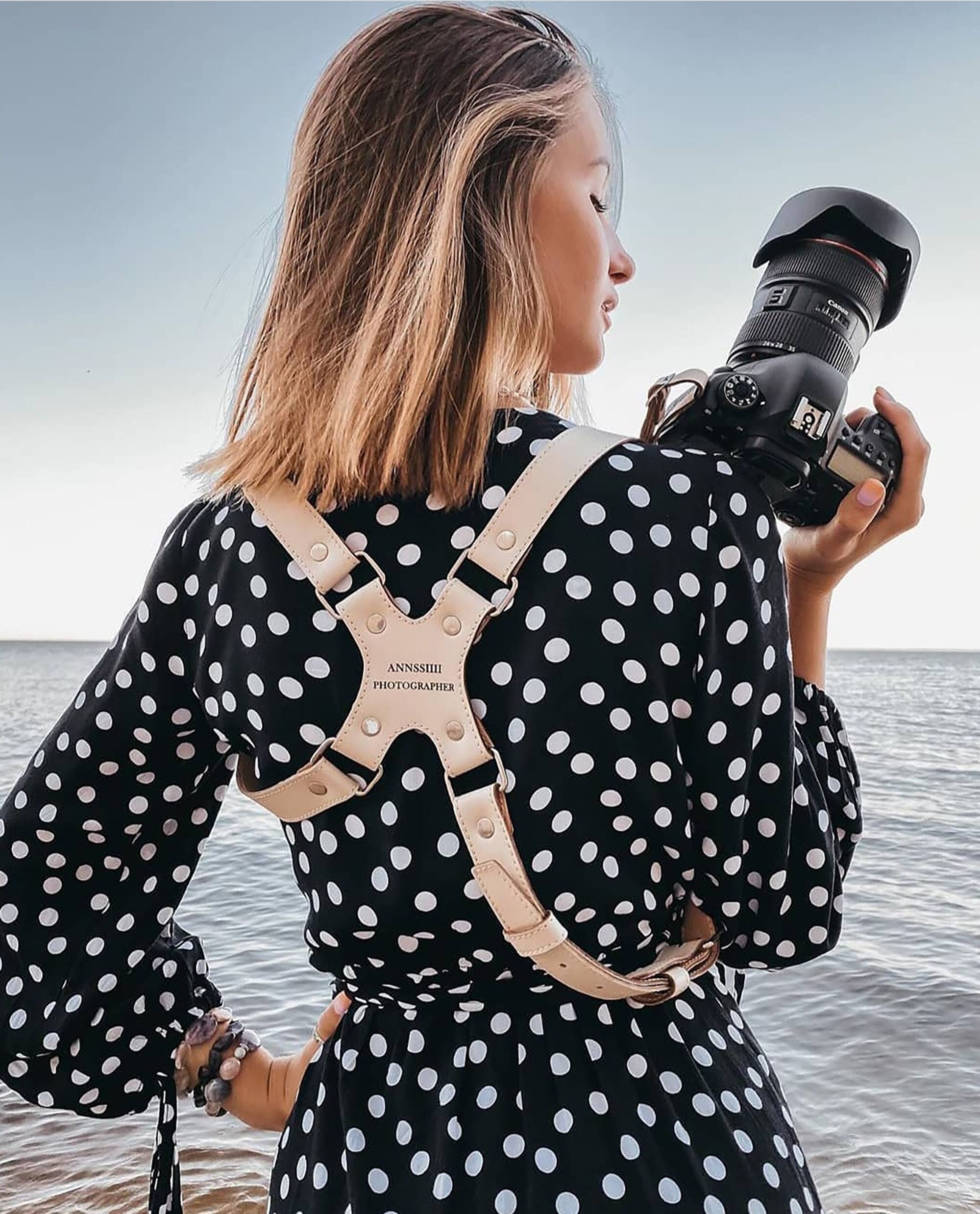 Camera Bags & Cases Dual camera harness Leather Camera Strap DSLR