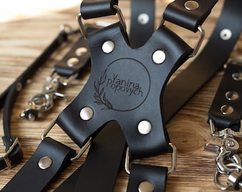Dual camera harness, Leather camera strap, Personalized camera holster, Photographer gift
