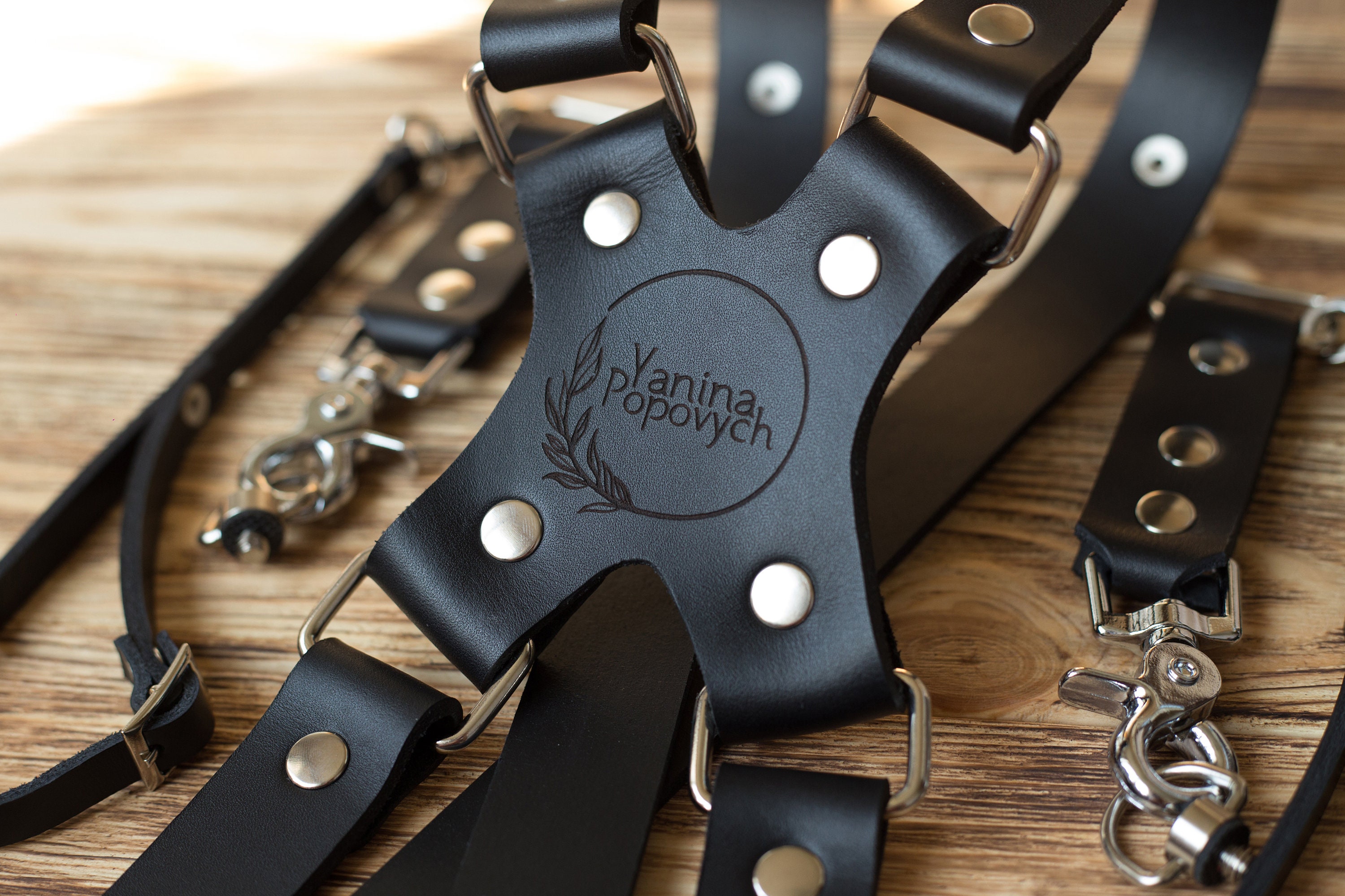 Dual camera harness, Leather camera strap, Personalized camera holster, Photographer gift