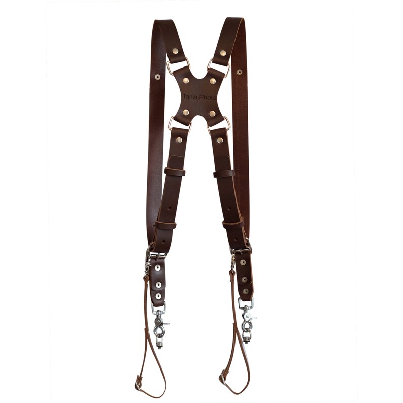 Personalized \u0421amera harness for her Photographer gift Leather custom camera strap Dark brown Free personalized