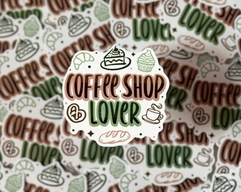 Coffee Shop Lover Waterproof Vinyl Sticker-Cozy Cafe Vibes-Decal for Laptop, Water Bottle, or Planner