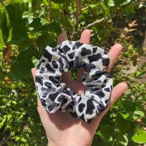 Velvet Cow Print Scrunchie