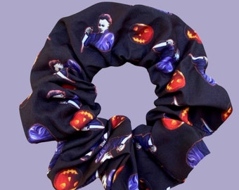 Michael Myers Halloween Hair Scrunchie - Spooky Horror Movie Print Scrunchie, Unique Horror Fan Accessory - John Carpenter - Slasher Film