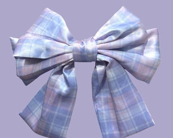 Coquette Style Oversized Plaid Satin Bow French Barrette