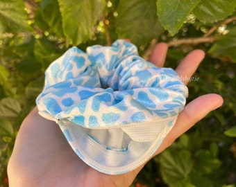 Blue Cow Print zipper Scrunchie