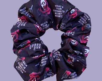 Ghostface Scrunchie - Slasher 90's Scream Killer Handmade Horror Movie Scrunchie - Gothic Halloween Fashion - Spooky Women's Gift