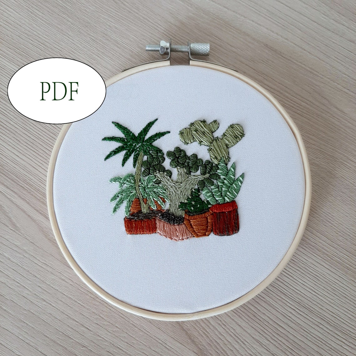 Succulent embroidery design DIY Cactuses pattern PDF Etsy