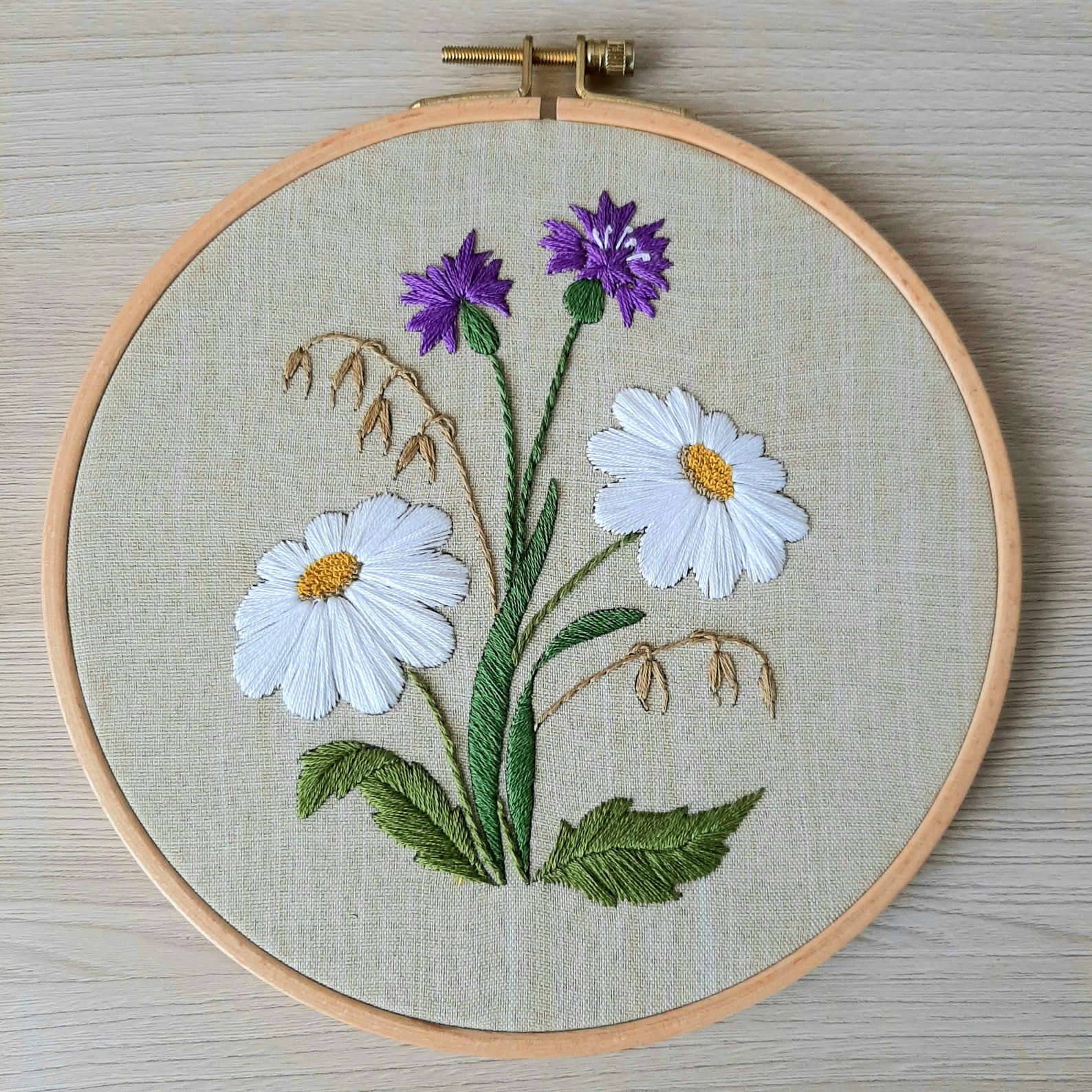 PrePrinted fabric daisies embroidery Simple needlework Etsy