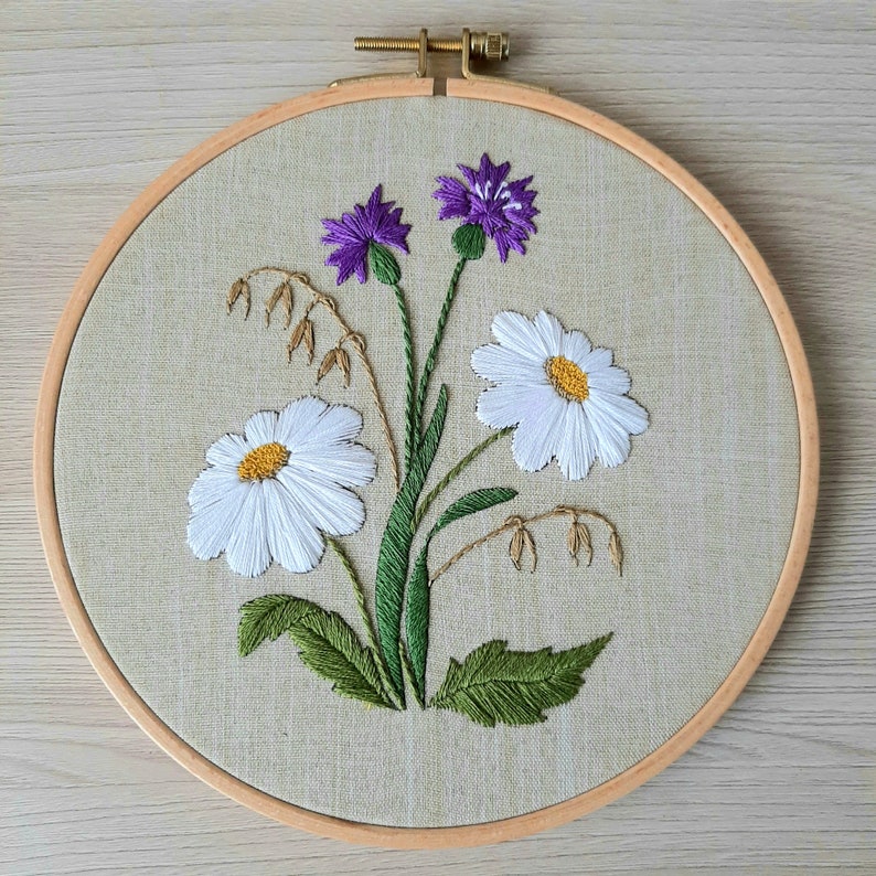 Cottagecore room decor embroidery daisies  etsy