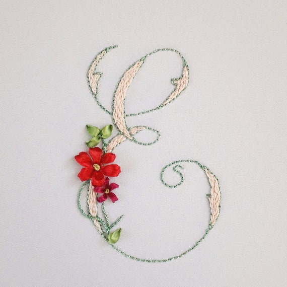 hand embroidery alphabet floral pattern pdf beginner etsy