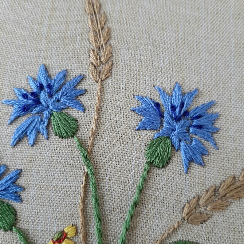 Cottagecore room decor Embroidery cornflower | Etsy