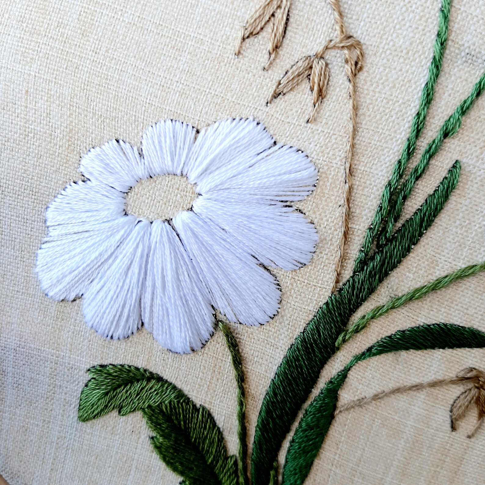 PrePrinted fabric daisies embroidery Simple needlework Etsy