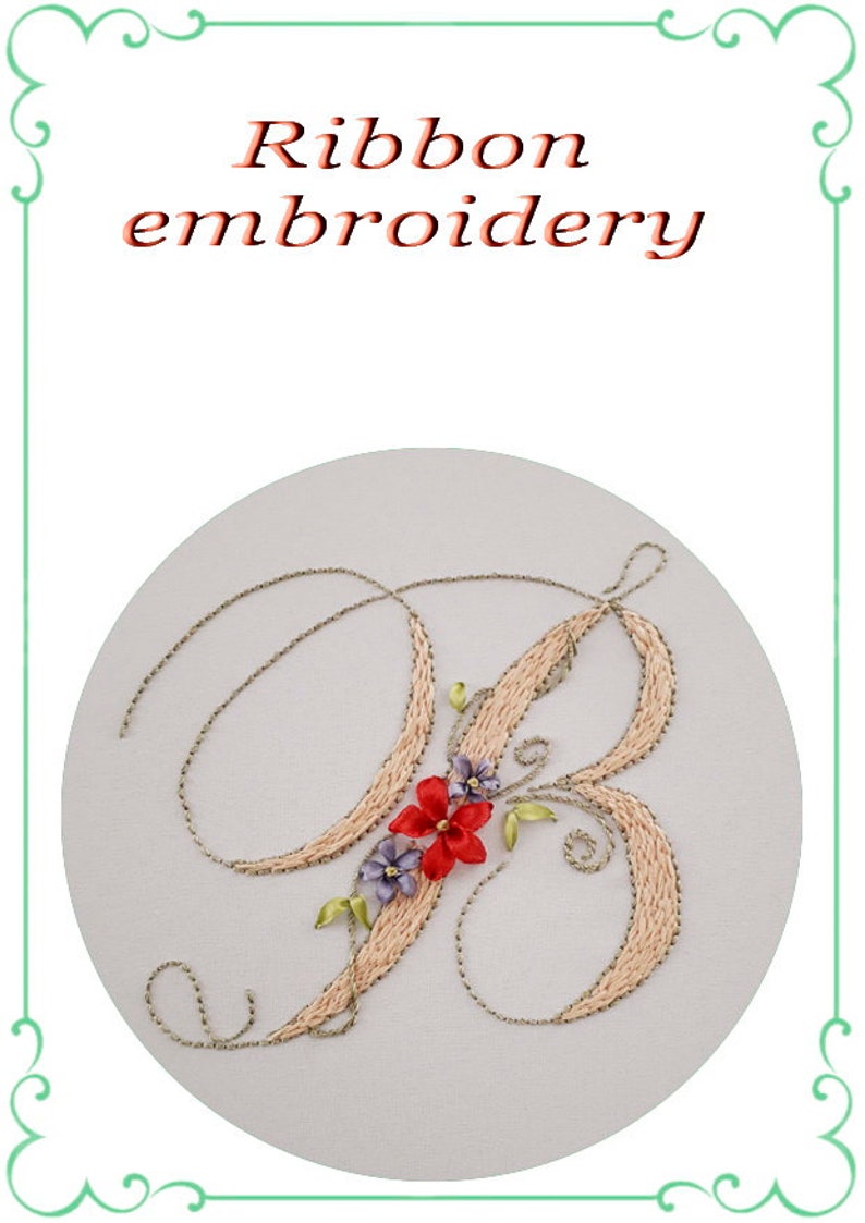 Hand embroidery Alphabet Floral pattern pdf monogram letter B Etsy